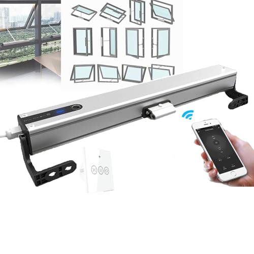Smart Fensteröffner, 3 Steuerungen: Stimme + mobile APP-Fernbedienung + Schalter, einstellbarer Hub: 100–400 mm, IP-Klasse: IP43, leises Design, für Gewächshausfenster, Silber Smart Fensteröffner, 3 Steuerungen: Stimme + mobile APP-Fernbedienung + Schalter, einstellbarer Hub: 100–400 mm, IP-Klasse: IP43, leises Design, für Gewächshausfenster, Silber von LNNLUU