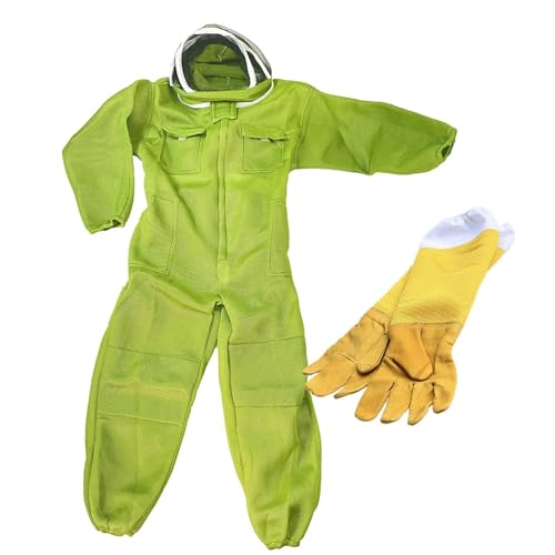 Imkeranzug Imker Tuch Anzug Anti Biss 3D Atmungsaktive Kleidung Schutz Hoodie Hut Overall Bienenzucht Bee Werkzeuge Bauernhof Liefert(1set,XL) von LNNXSZ