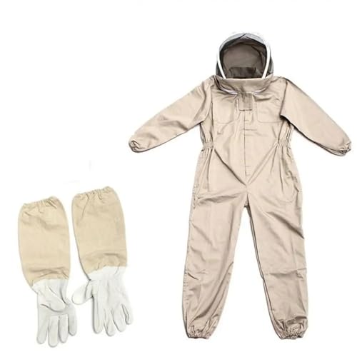 Imkeranzug Professioneller, belüfteter Ganzkörper-Bienenzuchtanzug mit Lederhandschuh-Schutzkleidung, Farm-Sicherheitsoutfit(XL) von LNNXSZ