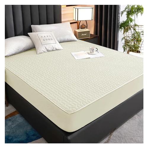 Matratzenschoner Wasserdicht Safe Waterproof Mattress Cover Protector Soft Comfortable Breathable Printing Bedding Mattress Bed Cover Fitted Machine Washable ( Color : Beige , Size : 140x200x30cm ) von LNNXSZ