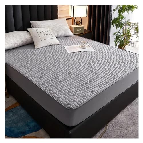 Matratzenschoner Wasserdicht Safe Waterproof Mattress Cover Protector Soft Comfortable Breathable Printing Bedding Mattress Bed Cover Fitted Machine Washable ( Color : Grey , Size : 120x200x30cm ) von LNNXSZ