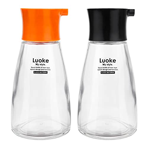 LNQ LUNIQI 2 x Glasbehälter für Sojasauce, auslaufsicher, Essigspender, Ölspender, Gewürzflasche mit Deckel für Olivenöl, Sojasauce, Sirup usw. (170 ml) von LNQ LUNIQI