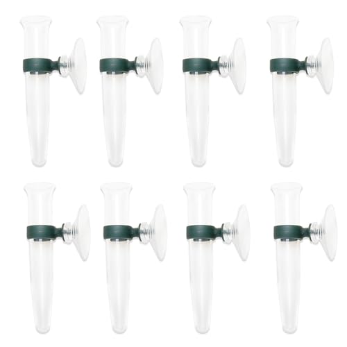 LNQ LUNIQI Blumenröhrchen Kunststoff, 8 Stück Kleine Wasserbehälter für Blumen Orchideenröhrchen Plastik Blumenwasserbehälter mit Saugnäpfe, Transparent von LNQ LUNIQI