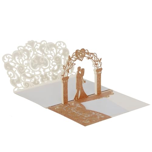 10 Sets 3D-Pop-Up-Hochzeitseinladungen, lasergeschnittene Hochzeitseinladungskarten mit Umschlag und Innenpapier for Einladungen zu Hochzeiten, Geburtstagen und Jubiläen Einladungen(D) von LNQKJXIIA