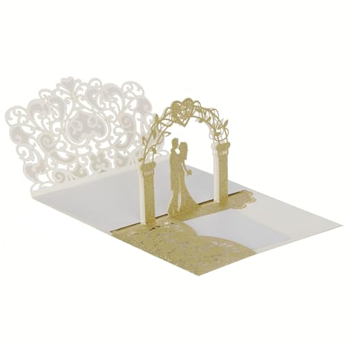 10 Sets 3D-Pop-Up-Hochzeitseinladungen, lasergeschnittene Hochzeitseinladungskarten mit Umschlag und Innenpapier for Einladungen zu Hochzeiten, Geburtstagen und Jubiläen Einladungen(F) von LNQKJXIIA