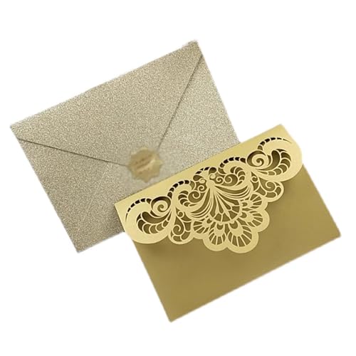 LNQKJXIIA 20 Stück Laser Cut Hollow Carving Grußkarten, 4,9 7 Zoll Hochzeitseinladungen for Hochzeitsfeier Brautparty Verlobung Einladungen(Champagne) von LNQKJXIIA