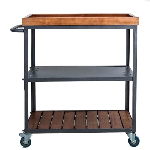 LNQKJXIIA Mobiler Retro-Esswagen aus Eisen, 3-stufiger mobiler Servierwagen aus Schmiedeeisen mit Weinwagen und seitlichem Ablagetisch for Mahlzeiten LNQKJXIIA Mobiler Retro-Esswagen aus Eisen, 3-stufiger mobiler Servierwagen aus Schmiedeeisen mit Weinwagen und seitlichem Ablagetisch for Mahlzeiten von LNQKJXIIA