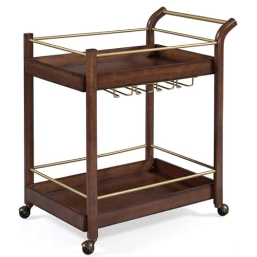 LNQKJXIIA Weinwagen, Barwagen, beweglicher Speisewagen mit Weinregal und Essensaufbewahrung, Couchtisch, Sofaregal(Walnut) von LNQKJXIIA