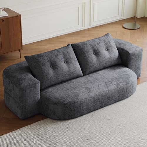 LNRLZYLS Schlafsofa 2-in-1, Klappsofa mit Schlaffunktion, modernes Funktionssofa 200×100×70 cm, platzsparendes Sofa Bett für Wohnzimmer & Gästezimmer, Chenille Stoff, Grau von LNRLZYLS