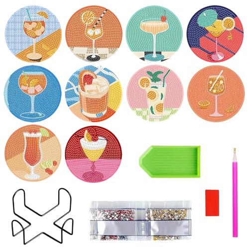 LNSYSNS 10 Stück Cocktail Diamant Tassenuntersetzer, Diamond Painting Untersetzer 10cm für Aperol Geschenk für Aperol-Liebhaber LNSYSNS 10 Stück Cocktail Diamant Tassenuntersetzer, Diamond Painting Untersetzer 10cm für Aperol Geschenk für Aperol-Liebhaber von LNSYSNS