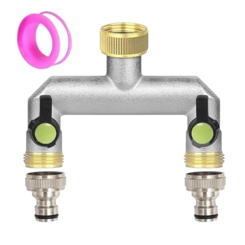 LNSYSNS 2 Wege Verteiler Wasser, Wasserverteiler 2 Fach Zinklegierung, Silber Verteiler 3/4 Zoll Wasser mit Kugelhahn, Wasseranschluss Adapter für Absperren, Einstellen des Wasserflusses LNSYSNS 2 Wege Verteiler Wasser, Wasserverteiler 2 Fach Zinklegierung, Silber Verteiler 3/4 Zoll Wasser mit Kugelhahn, Wasseranschluss Adapter für Absperren, Einstellen des Wasserflusses von LNSYSNS