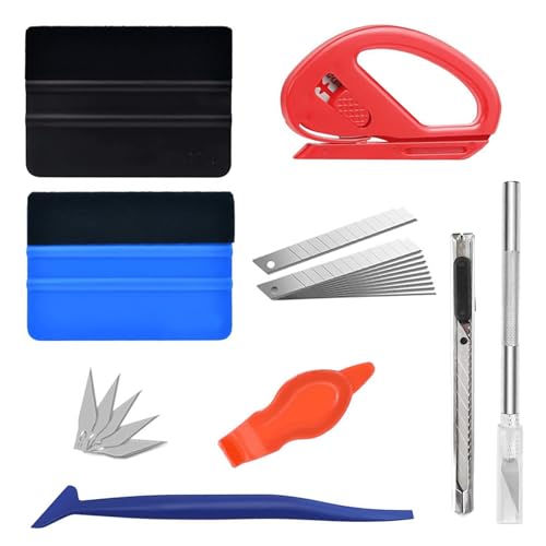 LNSYSNS 22 Stück Aluminium-Folienrakel-Set mit Plastikspachtel & Kratzfester Filzkante – pro Folienschneider für Autofolien, Fensterfolien – Ideal Set zur Folienapplikation, Glätten & Ausschneiden von LNSYSNS