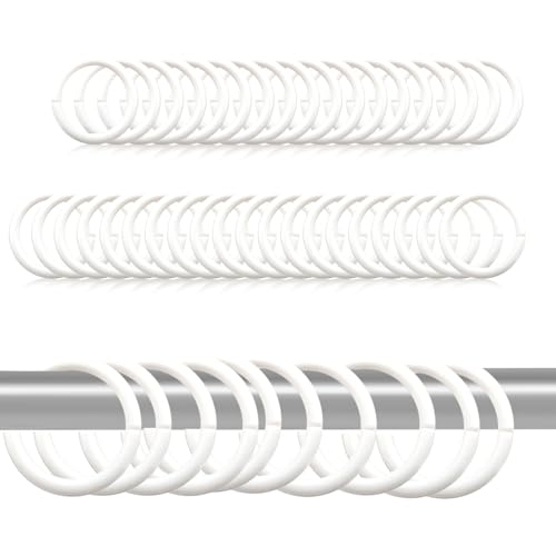 LNSYSNS 48 Stück Gardinenringe, C-Form Duschvorhang Haken | Weiße Vorhangringe für Vorhangstangen | für Dusche, Türen & Wohnbereich von LNSYSNS