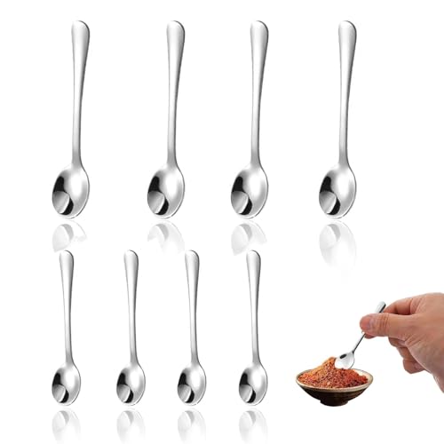 LNSYSNS 8 Stück Gewürzlöffel, 304 Edelstahl Servierlöffel, 9 cm und 7,5 cm Mini Löffel für Gewürze, Lustig und Niedlich Tiny Edelstahl Löffel für Gewürzgläser, für Gewürze, Salz und Zucker LNSYSNS 8 Stück Gewürzlöffel, 304 Edelstahl Servierlöffel, 9 cm und 7,5 cm Mini Löffel für Gewürze, Lustig und Niedlich Tiny Edelstahl Löffel für Gewürzgläser, für Gewürze, Salz und Zucker von LNSYSNS