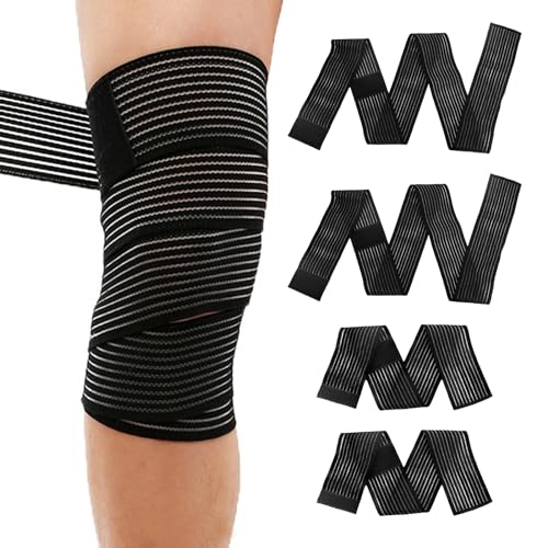 LNSYSNS Elastische Bandage, 4 Stück Schwarz Oberschenkelbandage, Selbstklebende Bandage, Kniebandage Sport Fällt Nicht, Weich und Bequem, Gute Zähigkeit, Geeignet Arme, Waden, Knie, Handgelenke von LNSYSNS