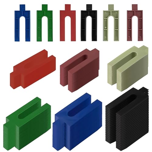 LNSYSNS Unterlegplatten Kunststoff 76 * 33mm, 150 Stück Abstandshalter Kunststoff 6 Verschiedene Dicken(1, 2, 3, 4, 5, 6 mm), Verglasungsklötze Kunststoff 6 Farben von LNSYSNS