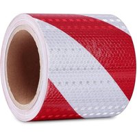 1 Pcs Bande Reflechissante autocollante,Ruban de Signalisation Rouge et Blanc,Bande d'Avertissement,pour Vehicule,Chantier,Garage,Extérieur et Places von LNTYQ