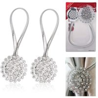 2er-Pack magnetische Vorhang-Raffhalter mit Kristallen, Vorhangklammern in Blumen- und Rautenform mit Stretchseil für die Dekoration zu Hause oder im von LNTYQ