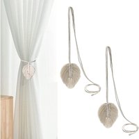 Lntyq - 2er-Set Vorhang-Raffhalter mit Makramee-Blättern, Boho-Baumwollvorhänge, dekoratives Zubehör, geflochtene Vorhang-Raffhalter, für Fenster zu Lntyq - 2er-Set Vorhang-Raffhalter mit Makramee-Blättern, Boho-Baumwollvorhänge, dekoratives Zubehör, geflochtene Vorhang-Raffhalter, für Fenster zu von LNTYQ