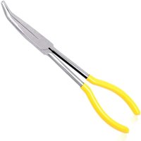 45-Grad-Spitzzange mit langer Reichweite, 27,5 cm lange gebogene Spitzzange, gezahnte Backen - Lntyq von LNTYQ