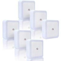 Lntyq - 6 pièces Veilleuse led, Blanc froid Veilleuse à économie d'énergie avec capteur intelligent Marche/Arrêt automatique à brancher dans le mur von LNTYQ
