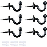 6er-Pack Vorhang-Raffhalterhaken mit 6 Verlängerungsschrauben, Vorhang-Raffhalter, elegante U-förmige Vorhanghalter, Wandhaken, Aufhängehaken von LNTYQ