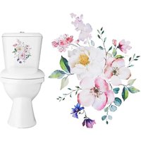 Lntyq - Blatt Blumen-Toilettenaufkleber, wasserdichter floraler Toilettendeckelaufkleber, abnehmbarer dekorativer Toilettensitzbezug, von LNTYQ