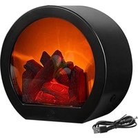 Cheminée Électrique sans Flamme Réaliste led Cheminée Lanterne Alimentée par USB/Batterie Portable Table Électrique Brûleur à Bûches Effet Feu pour von LNTYQ