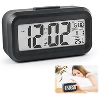 Lntyq - Digitaler Wecker, LCD-Batteriebetriebener Digitalwecker Großer Bildschirm mit Temperatur Datum Schlummerfunktion Reisewecker Leuchtender von LNTYQ