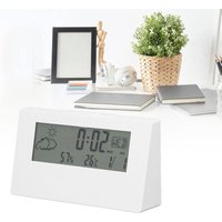 Digitaler Wecker, intelligenter Nachtlichtwecker, Uhrzeit, Datum, Temperatur, Luftfeuchtigkeitsanzeige, Nachttischuhr, batteriebetrieben (weiß) von LNTYQ