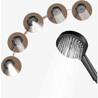 Lntyq - Duschkopf Hochdruck-Handbrause, wassersparend, 5 Modi, enthält keinen Wasserschlauch, schwarz von LNTYQ