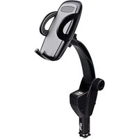 Kfz-Handyhalterung, 2-in-1-Dual-USB-Autoladegerät mit verstellbarer Halterung, universeller 360-Grad-Auto-Zigarettenanzünder-Halter (schwarz) - Lntyq von LNTYQ
