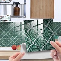 Lntyq - Klebende Küchenrückwand Ziegel Palmengrün 10 Stück Wandaufkleber Badezimmer Küche Klebende Wandfliesen mit Fliesenmuster pvc Klebende von LNTYQ