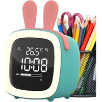 Lntyq - LED-Digitaluhr: Der niedliche, intelligente Wecker mit blauem Hirsch-Cartoon wurde speziell für Kinder und Schüler entwickelt. Er verfügt von LNTYQ