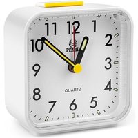 Leiser analoger Wecker, Morgenwecker, Nachttisch-Quarzwecker aus Kunststoff, kleiner, nicht tickender, batteriebetriebener Wecker, Reisewecker mit von LNTYQ