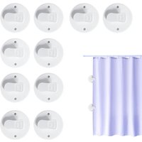 10 Stück Duschvorhang-Clips, selbstklebende Duschvorhang-Clips, Duschvorhang-Clips, Badezimmer-Zubehör, Spritzschutz-Vorhang-Clips, Vorhangklemme von LNTYQ