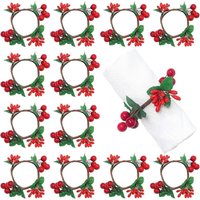 Lntyq - 12 Stück Weihnachtsserviettenringe, Serviettenhalter mit roten Früchten, rustikale Serviettenschnalle für Weihnachtsessen, Erntedankfest, Lntyq - 12 Stück Weihnachtsserviettenringe, Serviettenhalter mit roten Früchten, rustikale Serviettenschnalle für Weihnachtsessen, Erntedankfest, von LNTYQ