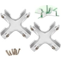 Lntyq 2er-Pack Kreuzglashalter aus Aluminiumlegierung für 8–10 mm dickes Glas, Lieferung mit Schrauben von LNTYQ