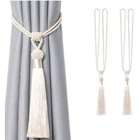 2er-Pack lange Vorhang-Raffhalter mit Quaste, handgefertigt, europäischer Stil, geflochtener Seilknoten, Vorhanghalter für Zuhause, Büro, von LNTYQ