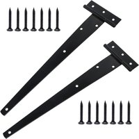 2er-Pack robuste T-förmige Türscharniere mit Befestigungsschrauben, 300 mm, verzinkte T-förmige Türscharniere für Scheunentore, Holztore und Fenster von LNTYQ