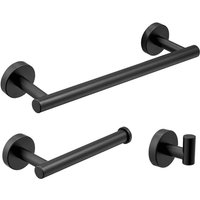 3er-Set Badaccessoires, 30cm Handtuchhalter, Toilettenpapierhalter, Bademantelhaken, Mattschwarz - Lntyq von LNTYQ