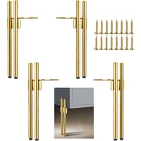 Lntyq 4 goldene Möbelbeine aus Metall, modernes, schickes, elegantes Ersatz-Sofabein, 18 cm großes Couchtischbein, Fernsehschrankbein, von LNTYQ