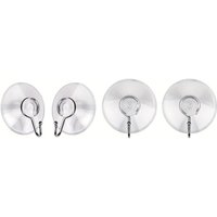 Lntyq - 4er Set Saugnäpfe mit Haken - Transparent - Für Fenster, Bad und Küche - Ideal für Fensterdekoration, Lichterketten und als Handtuchhalter von LNTYQ