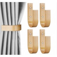 4er-Set U-förmiger Vorhanghalter aus Holz – zur Wandmontage (Holz, 4) - Lntyq von LNTYQ