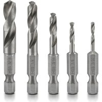 Lntyq 5-teiliges Metallbohrer-Set, 1/4 Zoll Sechskant, Schnellwechsel-Kurzbohrer, HSS-Spiralbohrer-Bits für Holz, Kunststoff und weiches Metall zum von LNTYQ
