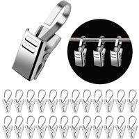 50 Stück Vorhangklammern aus Metall, silberfarbene Vorhangklammern und -haken aus Edelstahl, Klammerringe, Haken für Vorhänge, Duschvorhangklammern, 50 Stück Vorhangklammern aus Metall, silberfarbene Vorhangklammern und -haken aus Edelstahl, Klammerringe, Haken für Vorhänge, Duschvorhangklammern, von LNTYQ