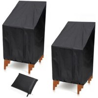 Gartenstuhl-Abdeckung, 2er-Set, für 6 Stapelstühle, wasserdicht und UV-beständig, Outdoor-Stuhlhülle, 210D Oxford-Gewebe, 134 x 66 x 89 cm, Schwarz Gartenstuhl-Abdeckung, 2er-Set, für 6 Stapelstühle, wasserdicht und UV-beständig, Outdoor-Stuhlhülle, 210D Oxford-Gewebe, 134 x 66 x 89 cm, Schwarz von LNTYQ