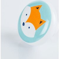 Keramikknöpfe, 4 Stück, Keramik-Möbelknöpfe, Tiermuster, Keramikknauf, Griff für Kinderzimmer, Möbel, Schränke, Türen (Orange Fox) - Lntyq von LNTYQ