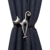 Magnetische Vorhang-Raffhalter, 4er-Pack, süßer silberner Katzen-Dekorationshalter, praktischer Vorhang-Raffhalter für Vorhänge (Katze, ) - Lntyq von LNTYQ