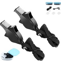 Schiedsrichterpfeife, 2 Stück Pfeife aus lebensmittelechtem Kunststoff, Hochfrequenz-Delfinpfeife mit Handgelenkseil-Mundschutz und Aufbewahrungsbox Schiedsrichterpfeife, 2 Stück Pfeife aus lebensmittelechtem Kunststoff, Hochfrequenz-Delfinpfeife mit Handgelenkseil-Mundschutz und Aufbewahrungsbox von LNTYQ